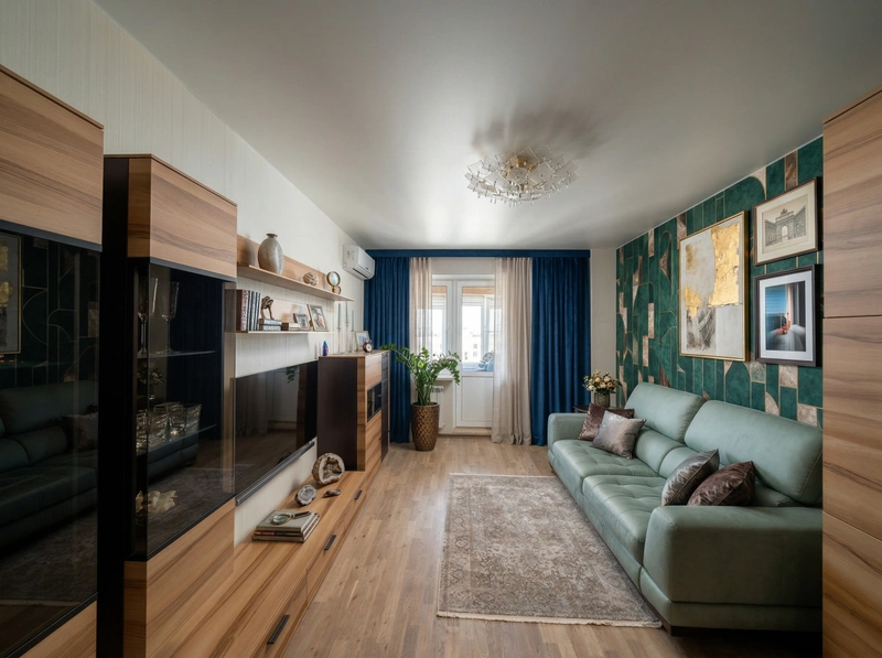 Дизайн гостиной в стиле Эклектика — фото интерьера от нейросети RoomGPT