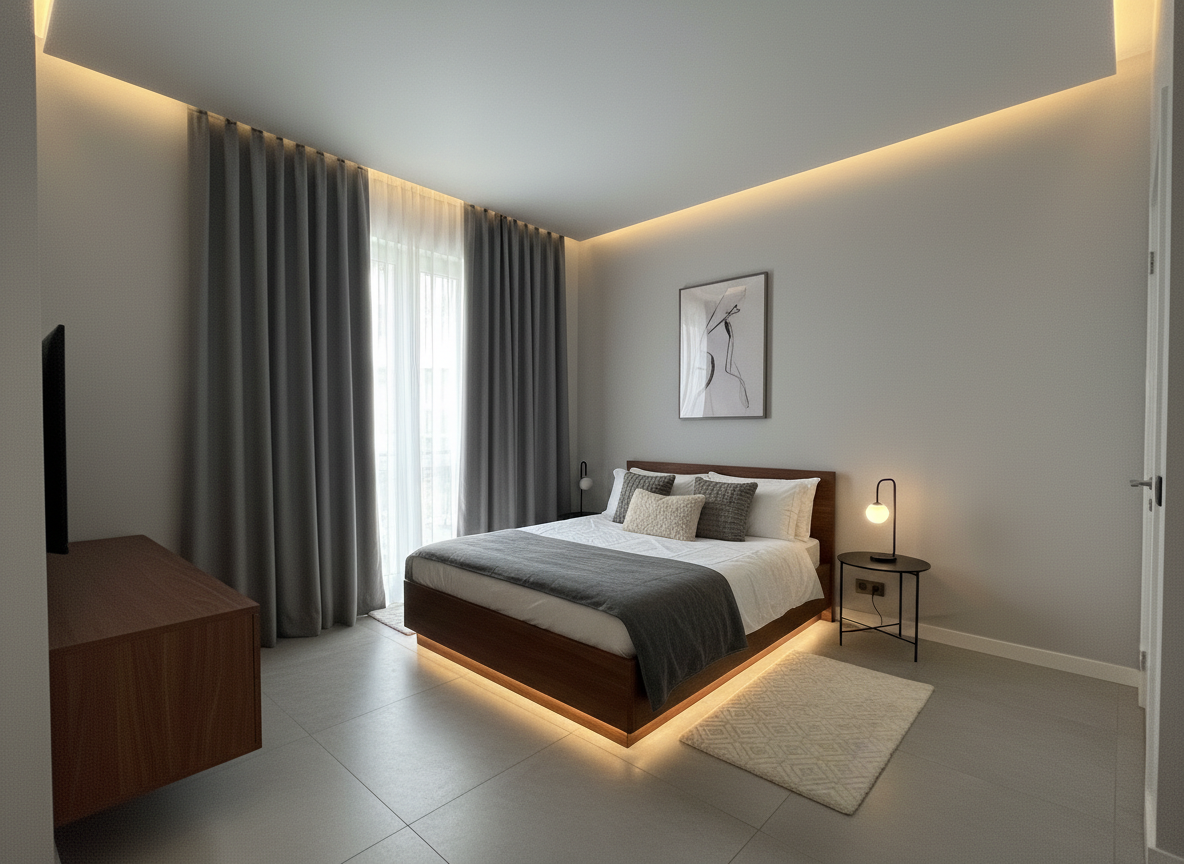 Дизайн спальни в стиле Минимализм — фото интерьера от нейросети RoomGPT