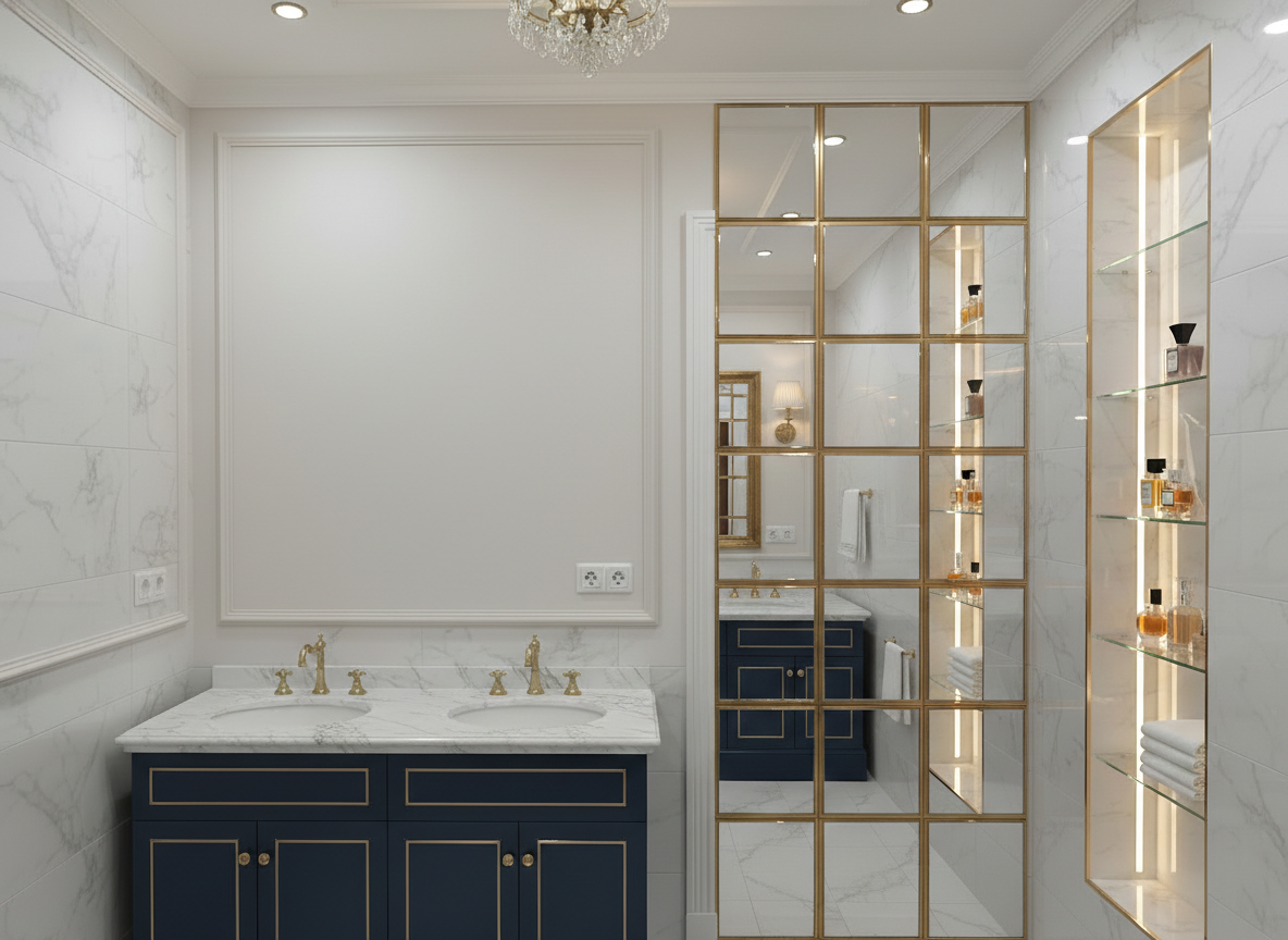 Дизайн ванной в стиле Классика — фото интерьера от нейросети RoomGPT