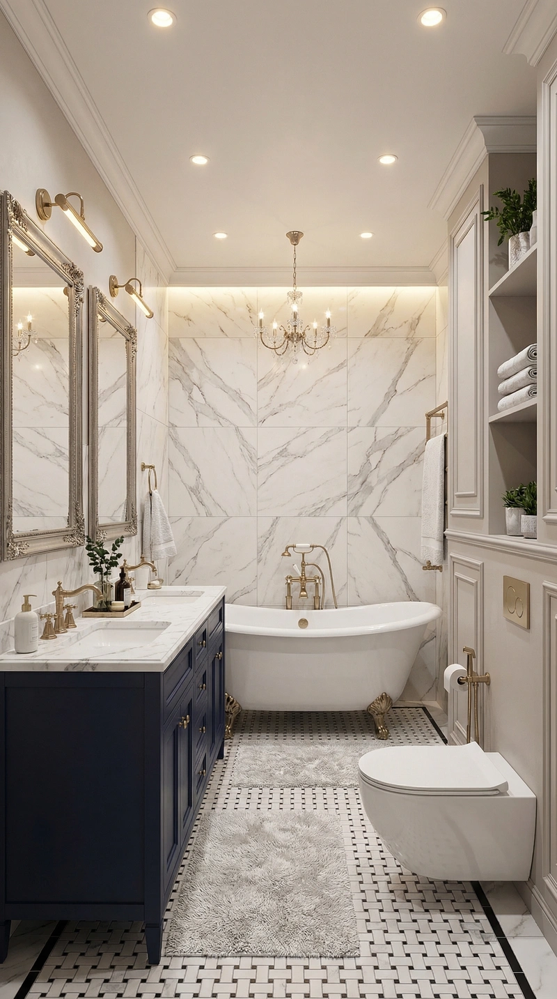 Дизайн интерьера в стиле Классика — Ванная от нейросети RoomGPT