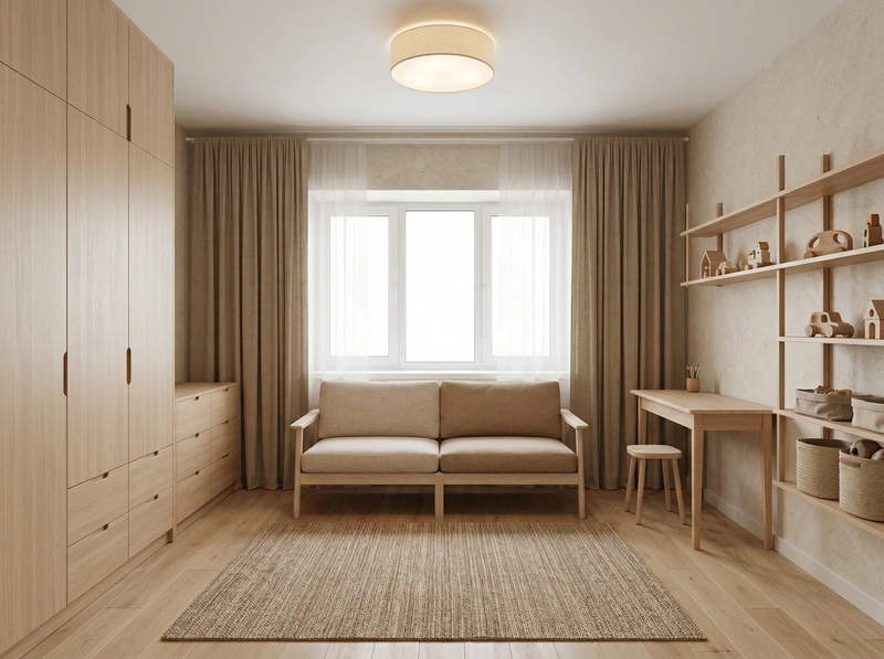 Дизайн детской в стиле Japandi — фото интерьера от нейросети RoomGPT