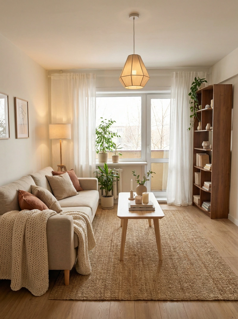 Дизайн интерьера в стиле Хюгге — Гостиная от нейросети RoomGPT