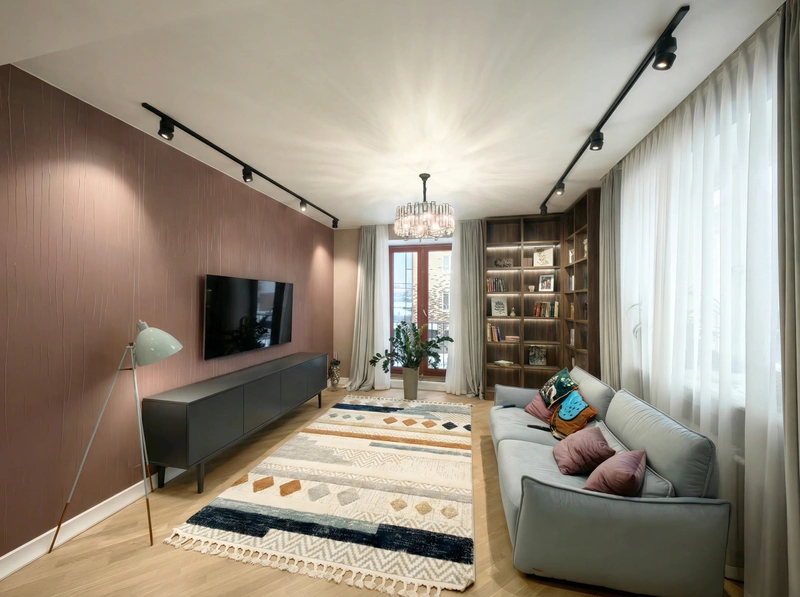 Дизайн интерьера в стиле Контемпорари — Гостиная от нейросети RoomGPT