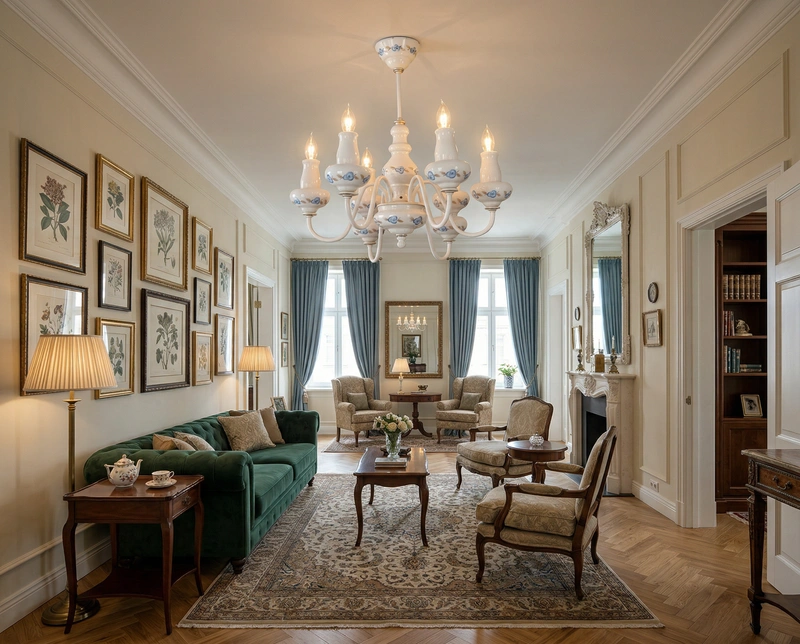 Дизайн интерьера в стиле Классика — Гостиная от нейросети RoomGPT