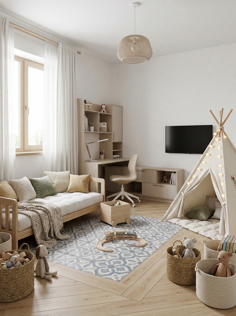 Дизайн интерьера в стиле Хюгге — Детская от нейросети RoomGPT