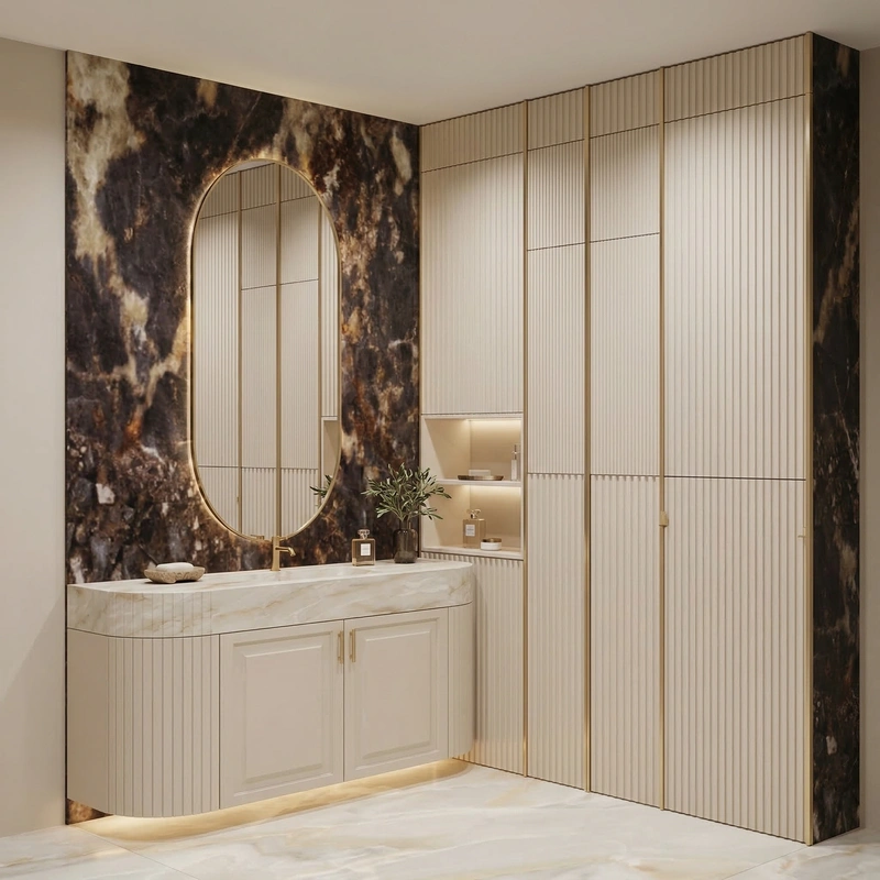 Дизайн ванной в стиле Классика — фото интерьера от нейросети RoomGPT