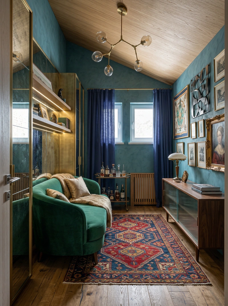 Дизайн интерьера в стиле Эклектика — Гостиная от нейросети RoomGPT