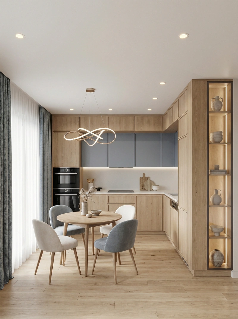 Дизайн кухни в стиле Japandi — фото интерьера от нейросети RoomGPT