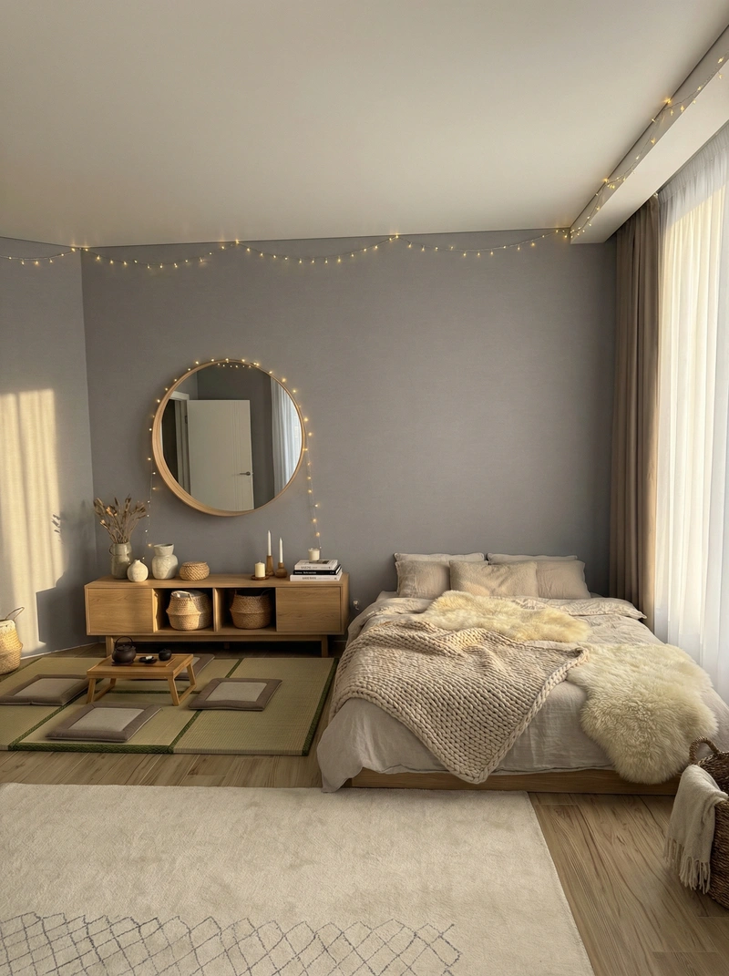 Дизайн интерьера в стиле Хюгге — Спальня от нейросети RoomGPT