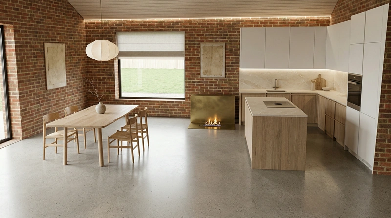 Дизайн кухни в стиле Japandi — фото интерьера от нейросети RoomGPT