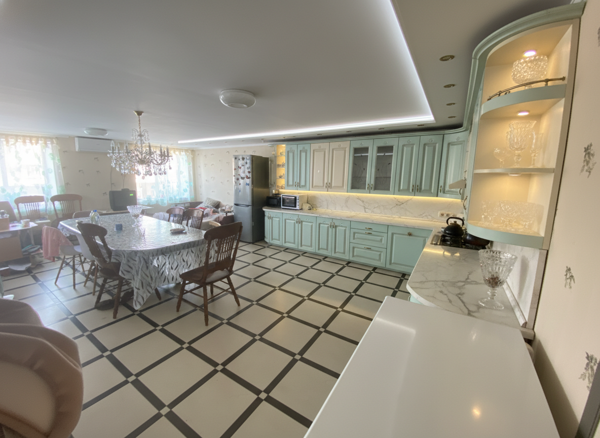 Дизайн кухни в стиле Классика — фото интерьера от нейросети RoomGPT