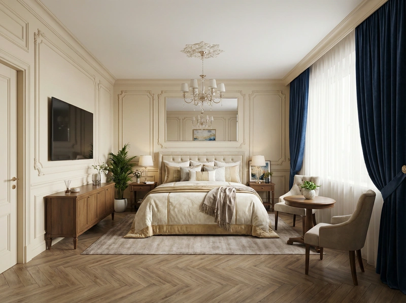 Дизайн интерьера в стиле Классика — Спальня от нейросети RoomGPT