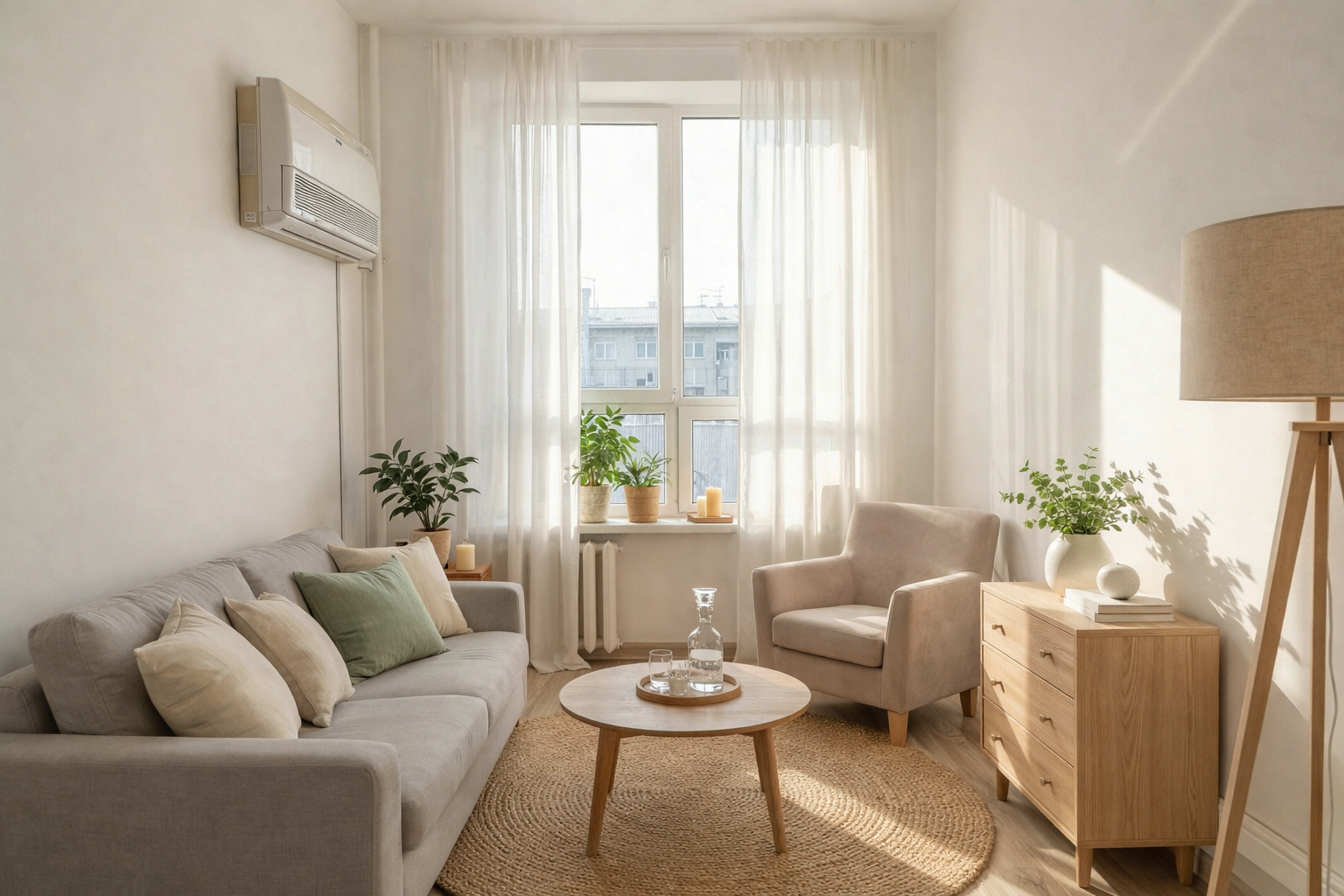 Дизайн гостиной в стиле Хюгге — фото интерьера от нейросети RoomGPT