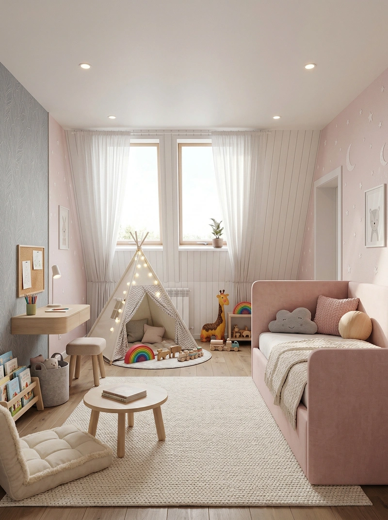 Дизайн детской в стиле Хюгге — фото интерьера от нейросети RoomGPT