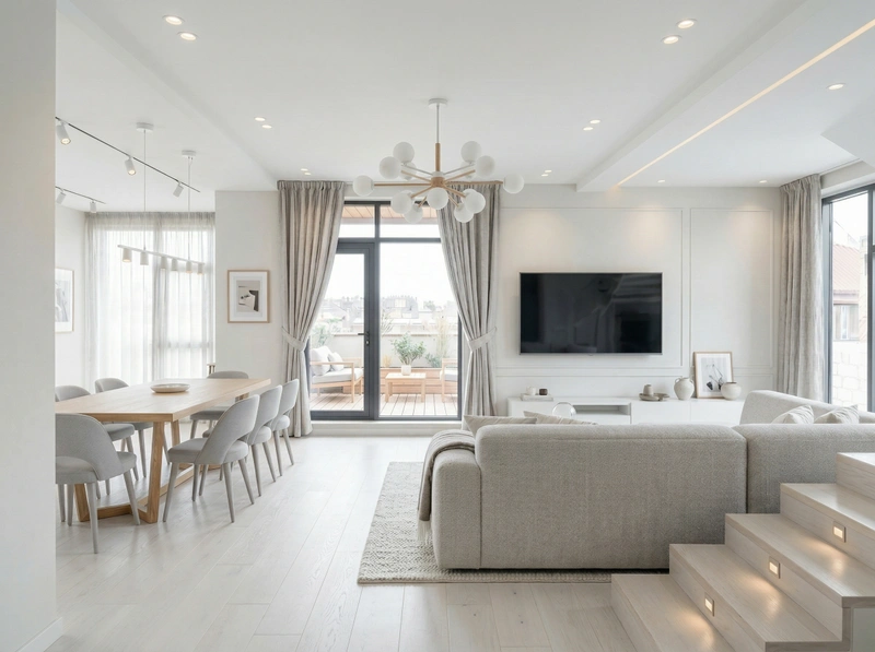 Дизайн гостиной в стиле Сканди — фото интерьера от нейросети RoomGPT