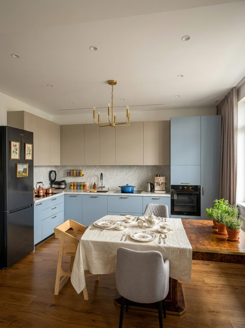 Дизайн кухни в стиле Британский — фото интерьера от нейросети RoomGPT