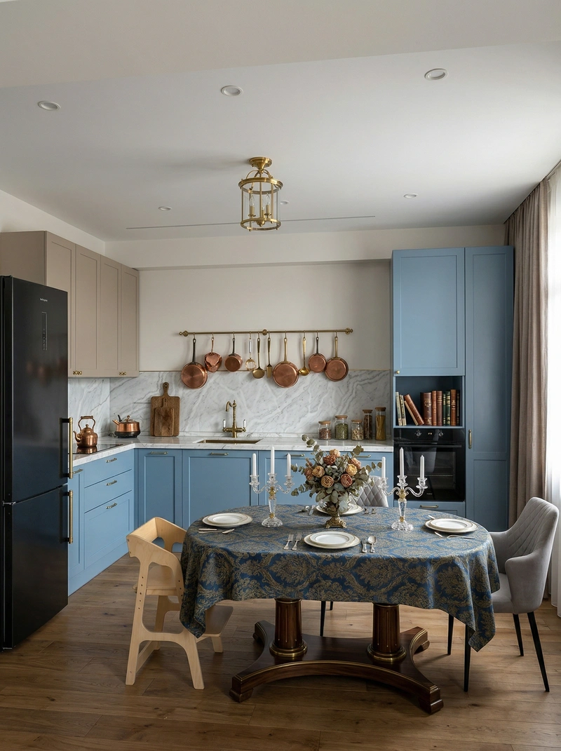 Дизайн кухни в стиле Классика — фото интерьера от нейросети RoomGPT