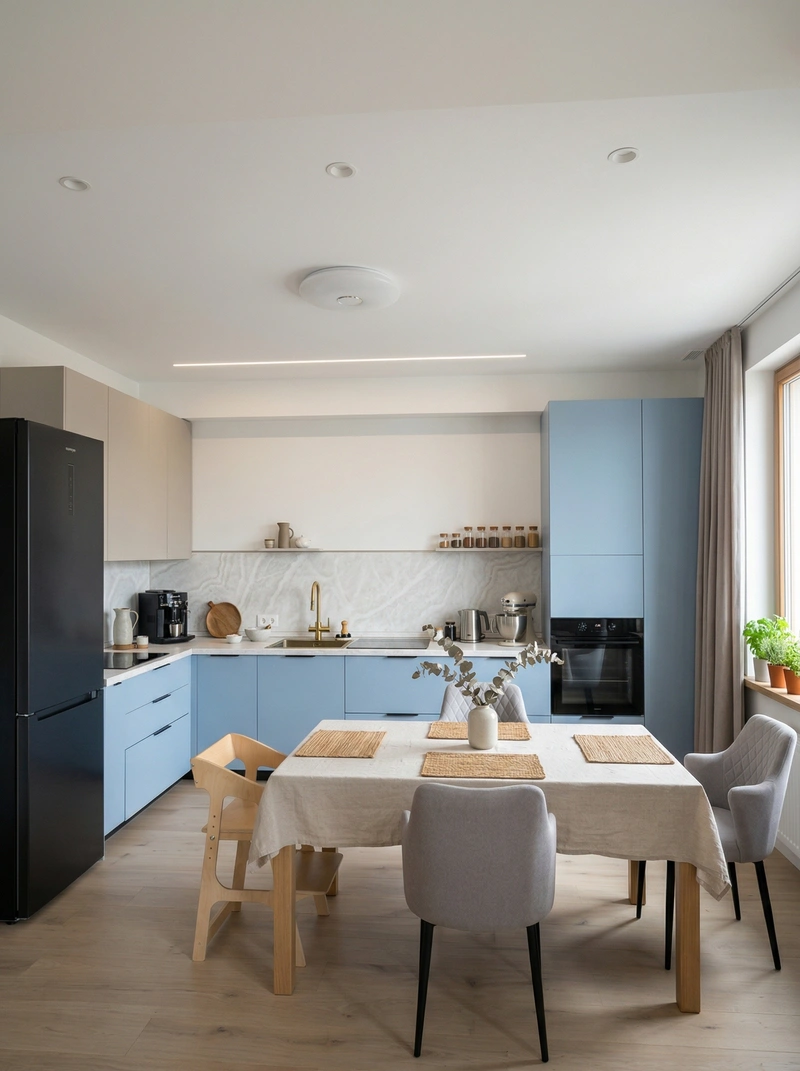 Дизайн кухни в стиле Сканди — фото интерьера от нейросети RoomGPT