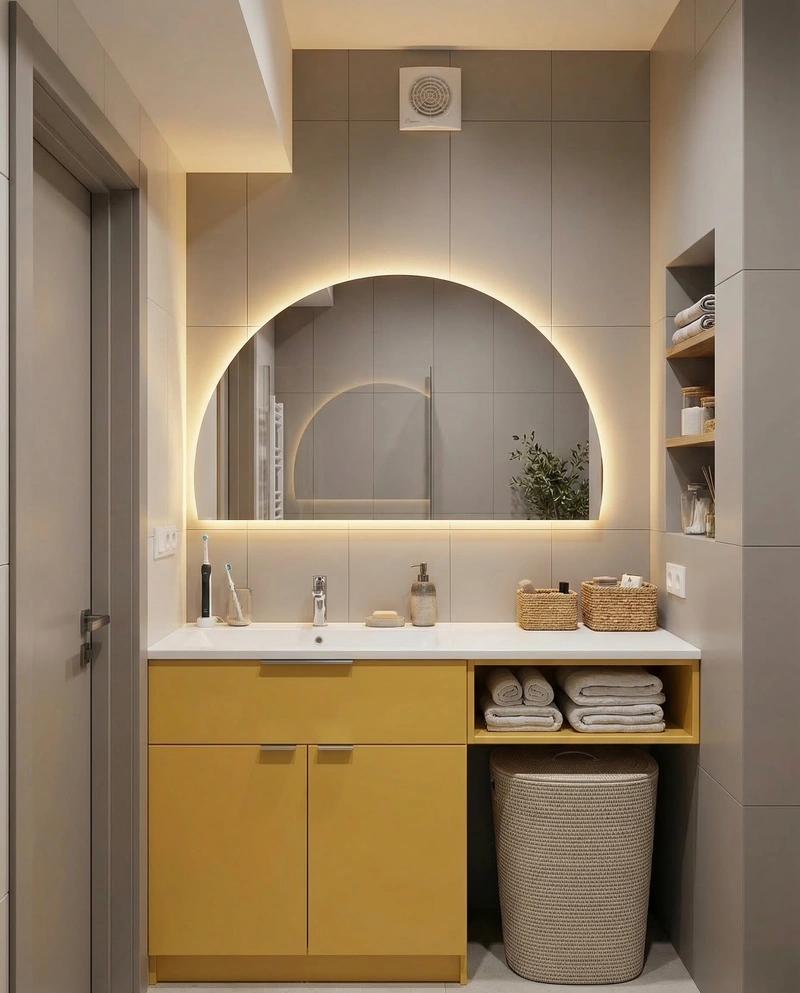 Дизайн ванной в стиле Контемпорари — фото интерьера от нейросети RoomGPT