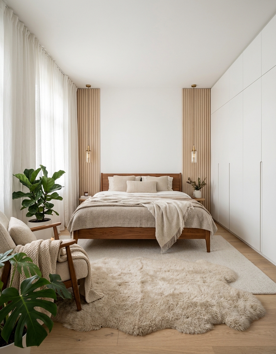 Дизайн спальни в стиле Хюгге — фото интерьера от нейросети RoomGPT
