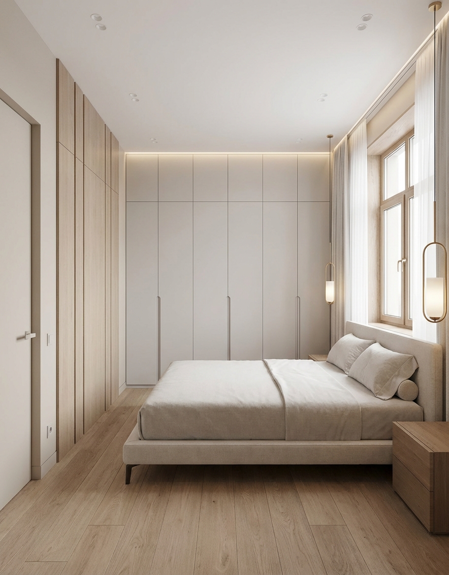 Дизайн спальни в стиле Минимализм — фото интерьера от нейросети RoomGPT