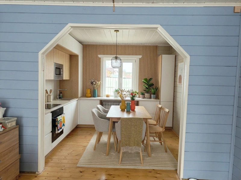 Дизайн кухни в стиле Хюгге — фото интерьера от нейросети RoomGPT