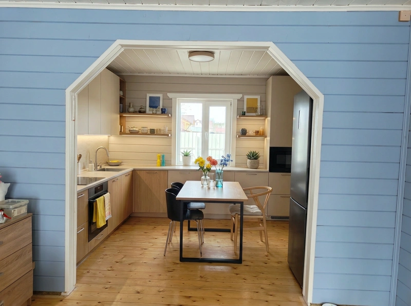 Дизайн кухни в стиле Сканди — фото интерьера от нейросети RoomGPT