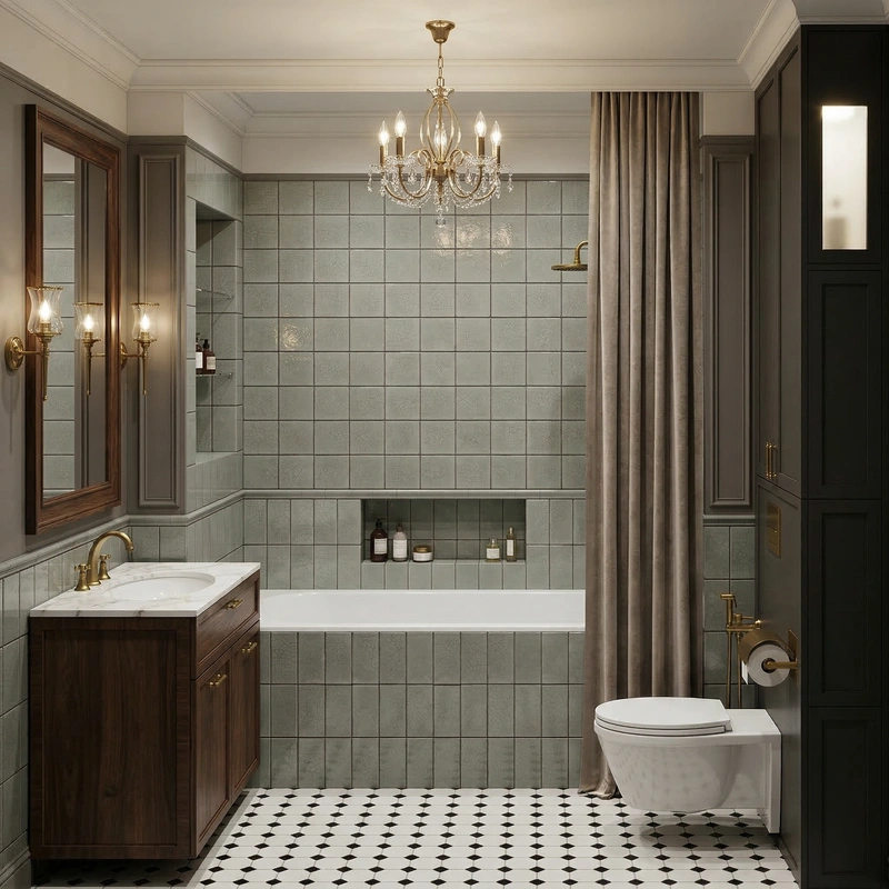 Дизайн интерьера в стиле Классика — Ванная от нейросети RoomGPT