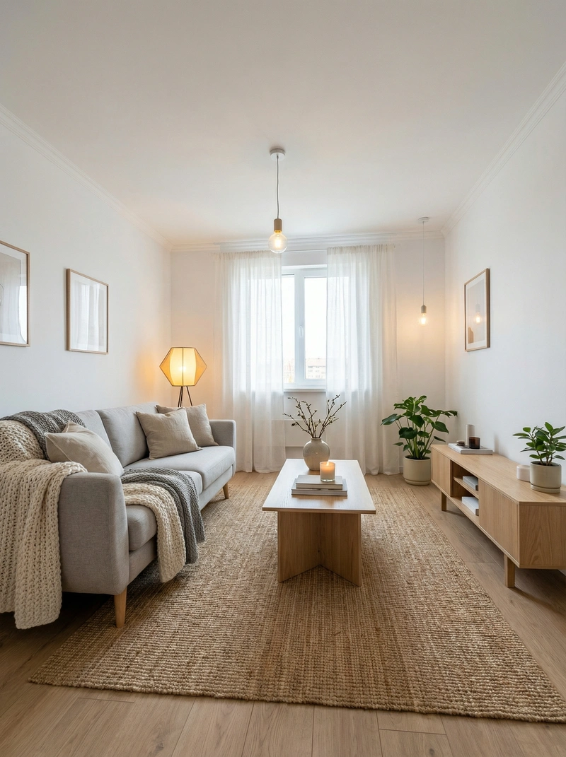 Дизайн интерьера в стиле Хюгге — Гостиная от нейросети RoomGPT