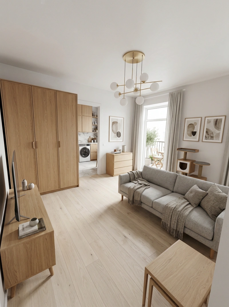 Дизайн интерьера в стиле Сканди — Гостиная от нейросети RoomGPT