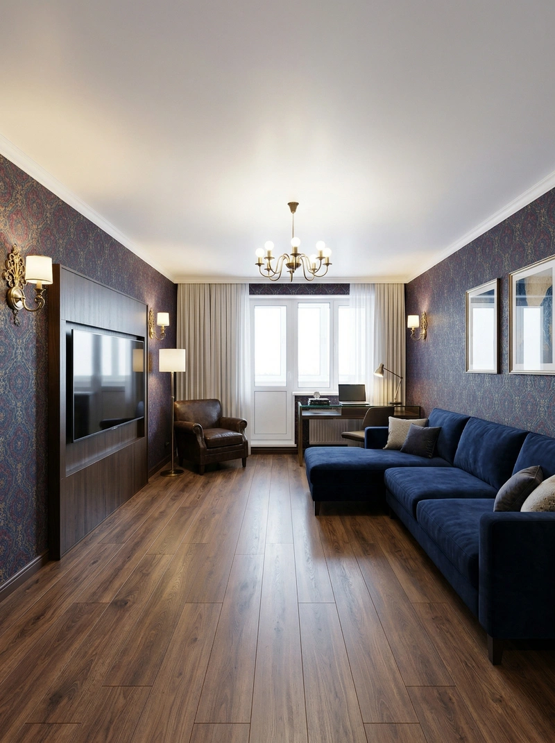 Дизайн гостиной в стиле Британский — фото интерьера от нейросети RoomGPT