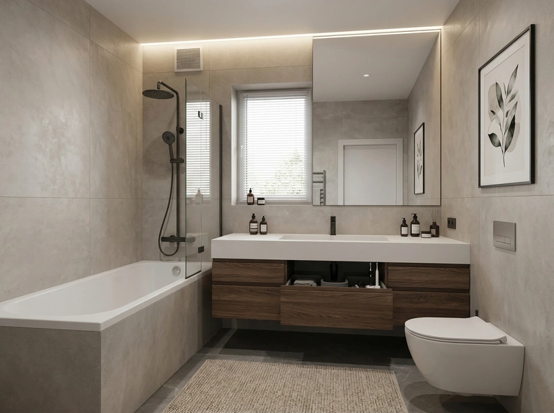 Дизайн ванной в стиле Минимализм — фото интерьера от нейросети RoomGPT