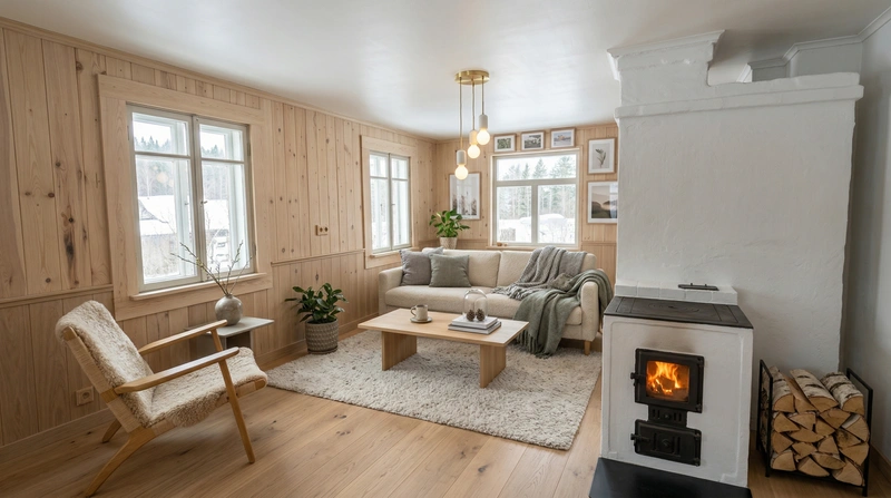 Дизайн гостиной в стиле Хюгге — фото интерьера от нейросети RoomGPT