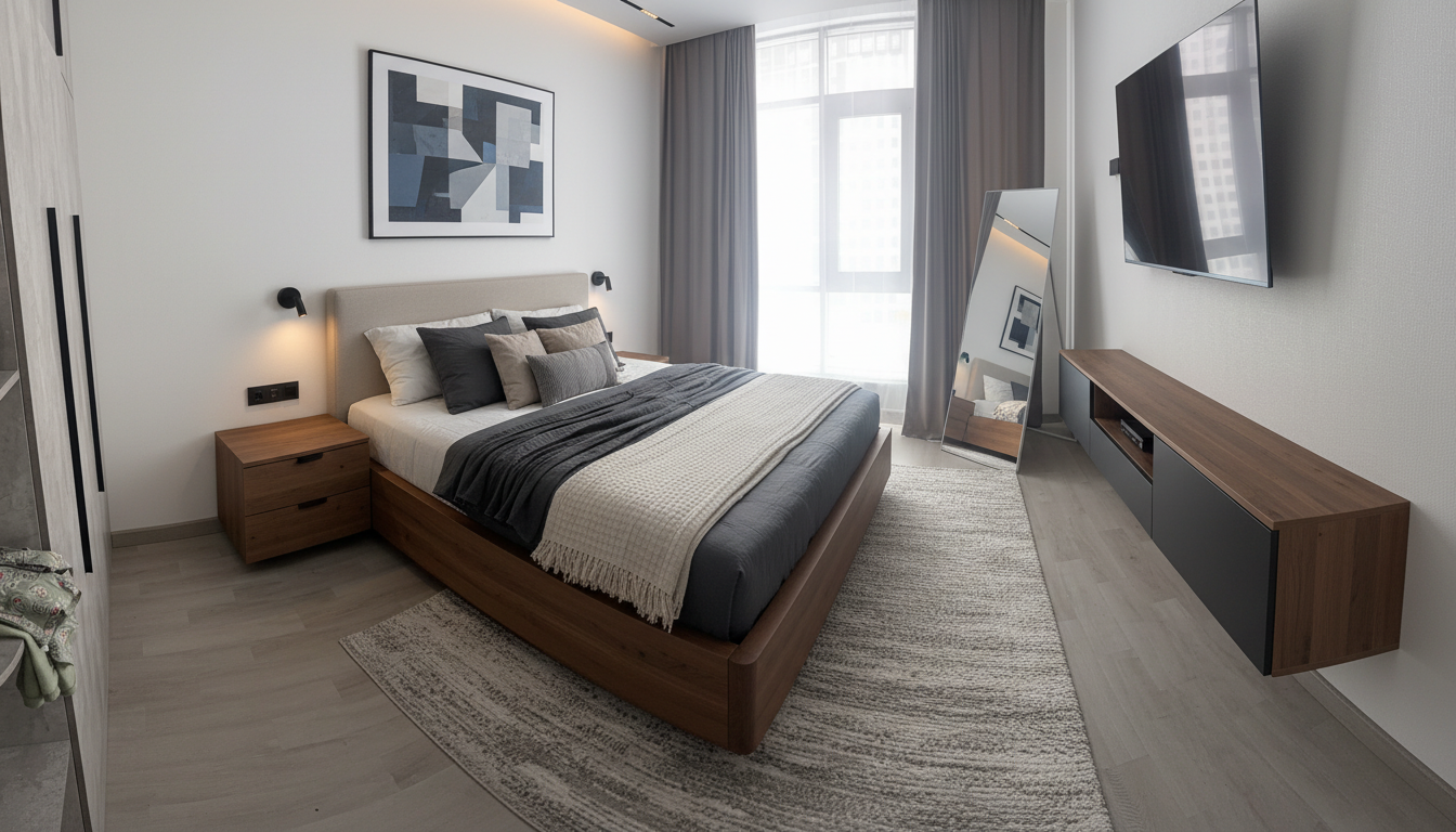 Дизайн спальни в стиле Минимализм — фото интерьера от нейросети RoomGPT