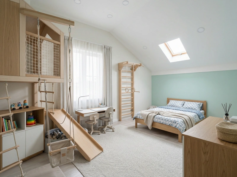 Дизайн интерьера в стиле Сканди — Детская от нейросети RoomGPT