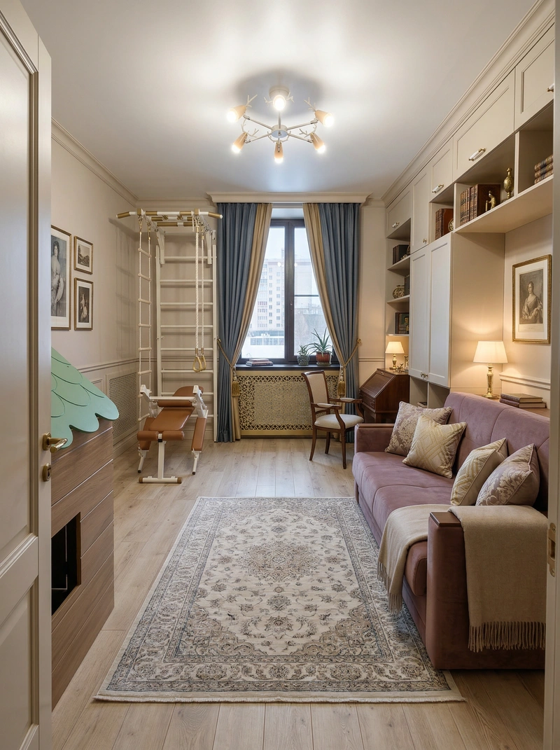 Дизайн интерьера в стиле Классика — Детская от нейросети RoomGPT