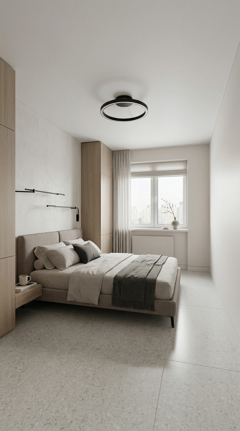 Дизайн спальни в стиле Минимализм — фото интерьера от нейросети RoomGPT