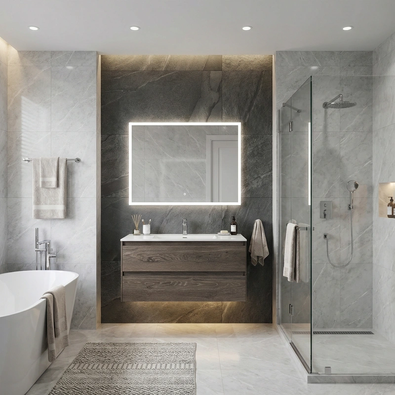 Дизайн интерьера в стиле Контемпорари — Ванная от нейросети RoomGPT