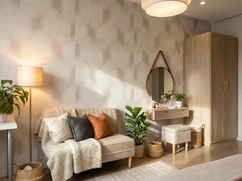 Дизайн спальни в стиле Хюгге — фото интерьера от нейросети RoomGPT