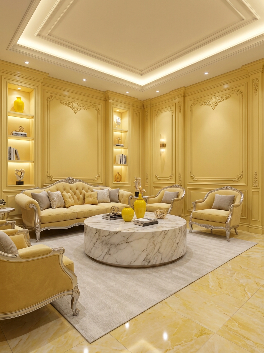 Дизайн гостиной в стиле Классика — фото интерьера от нейросети RoomGPT