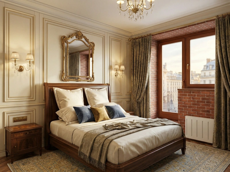 Дизайн спальни в стиле Классика — фото интерьера от нейросети RoomGPT