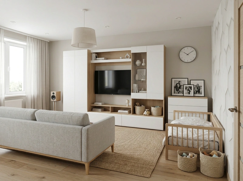 Дизайн гостиной в стиле Сканди — фото интерьера от нейросети RoomGPT