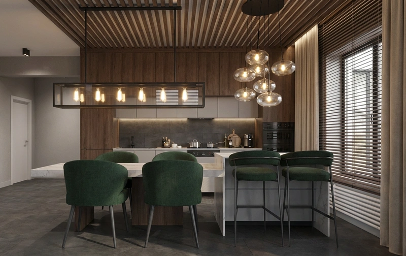 Дизайн интерьера в стиле Контемпорари — Кухня от нейросети RoomGPT