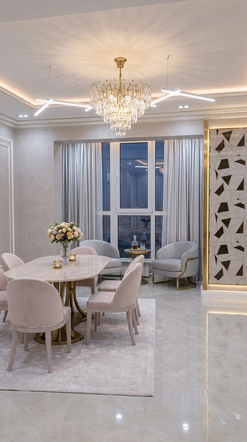 Дизайн интерьера в стиле Неоклассика — Гостиная от нейросети RoomGPT