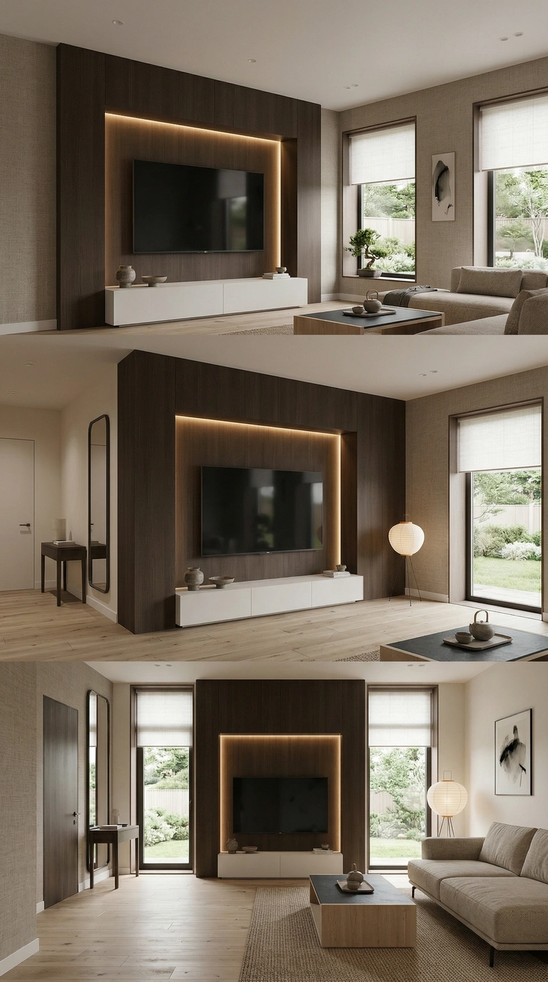 Дизайн гостиной в стиле Japandi — фото интерьера от нейросети RoomGPT