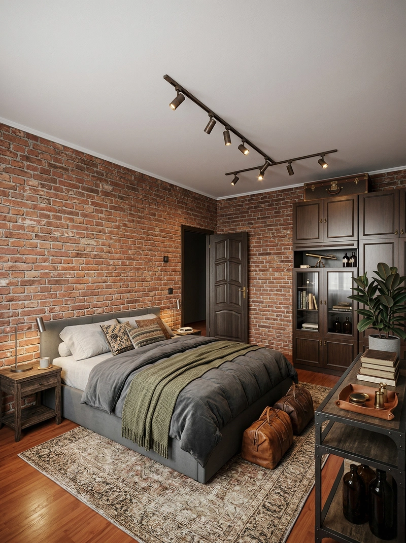 Дизайн спальни в стиле Лофт — фото интерьера от нейросети RoomGPT