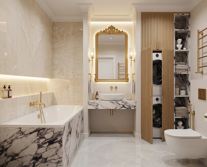 Дизайн интерьера в стиле Неоклассика — Ванная от нейросети RoomGPT
