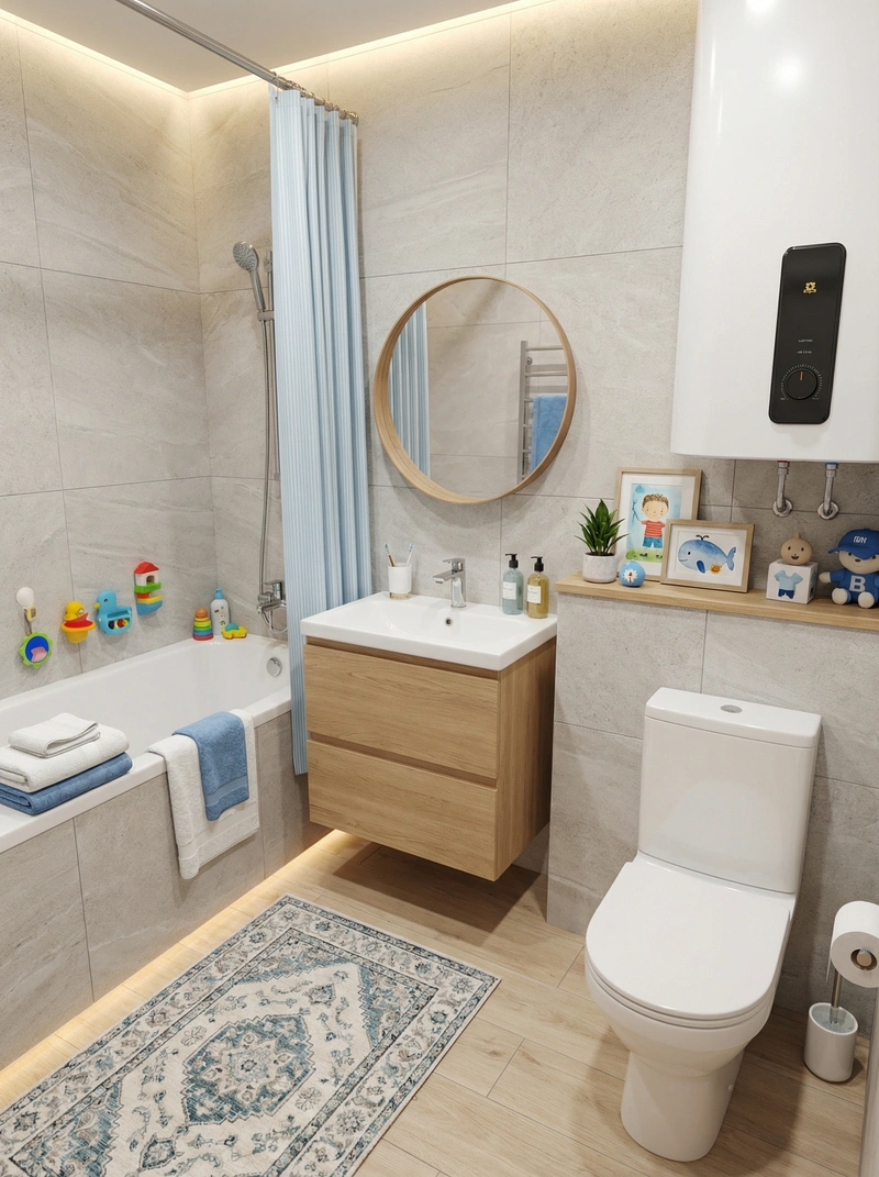 Дизайн интерьера в стиле Сканди — Ванная от нейросети RoomGPT