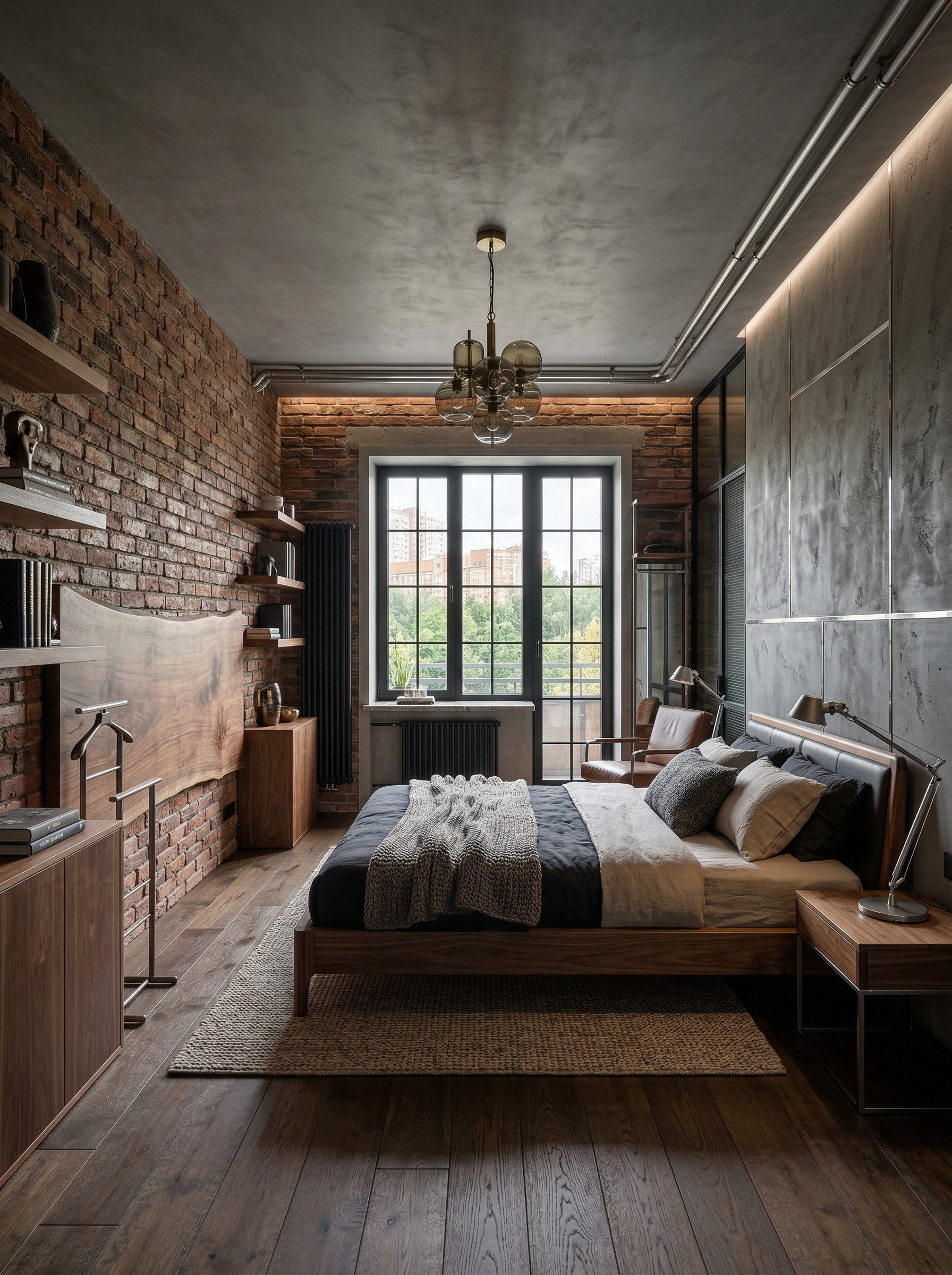 Дизайн Спальня в стиле Лофт от нейросети RoomGPT