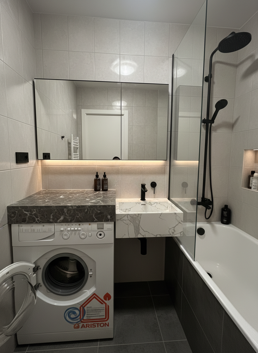 Дизайн ванной в стиле Минимализм — фото интерьера от нейросети RoomGPT